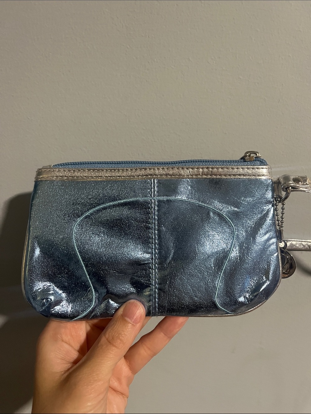 Lululemon Metallic Blue and Silver Wristlet
